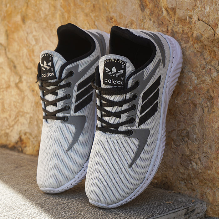 کفش ورزشی مردانه آدیداس سفید طوسی مدل zarax