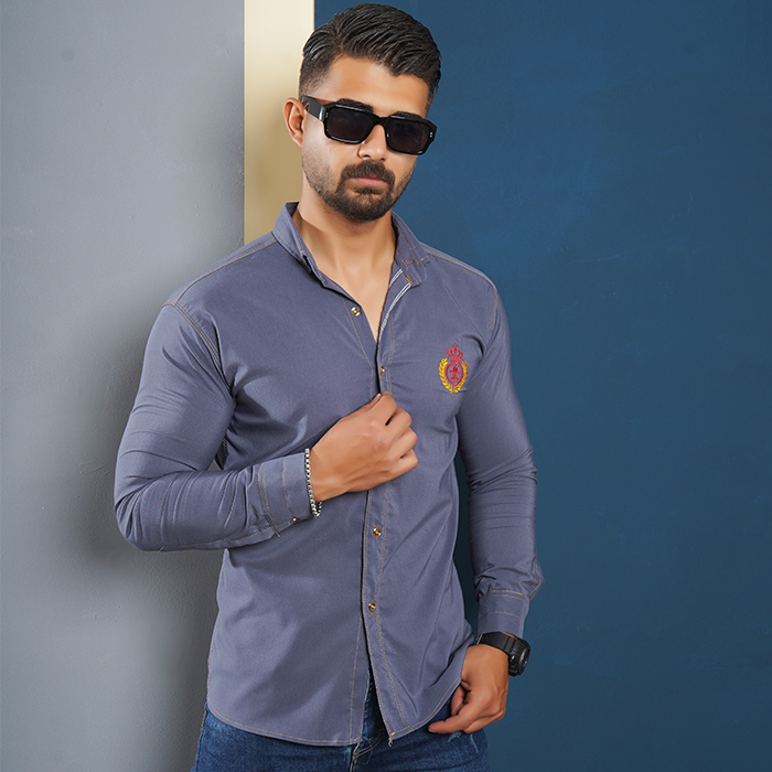 پیراهن مردانه طوسی تیره مدل Gabi