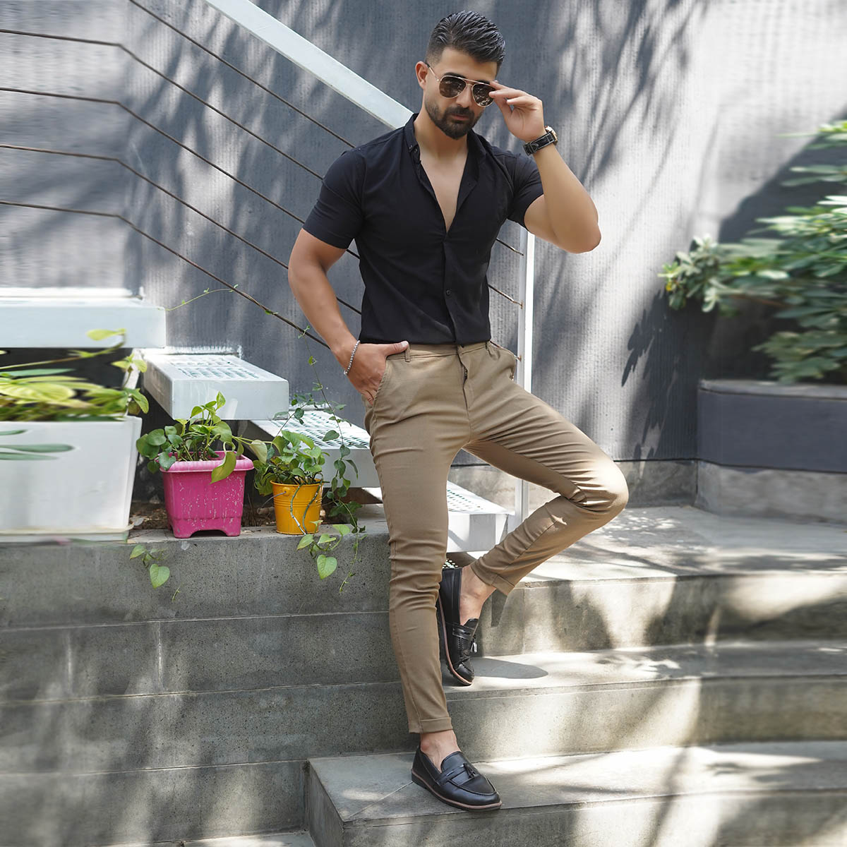 شلوار مردانه خاکی مدل MOBIN