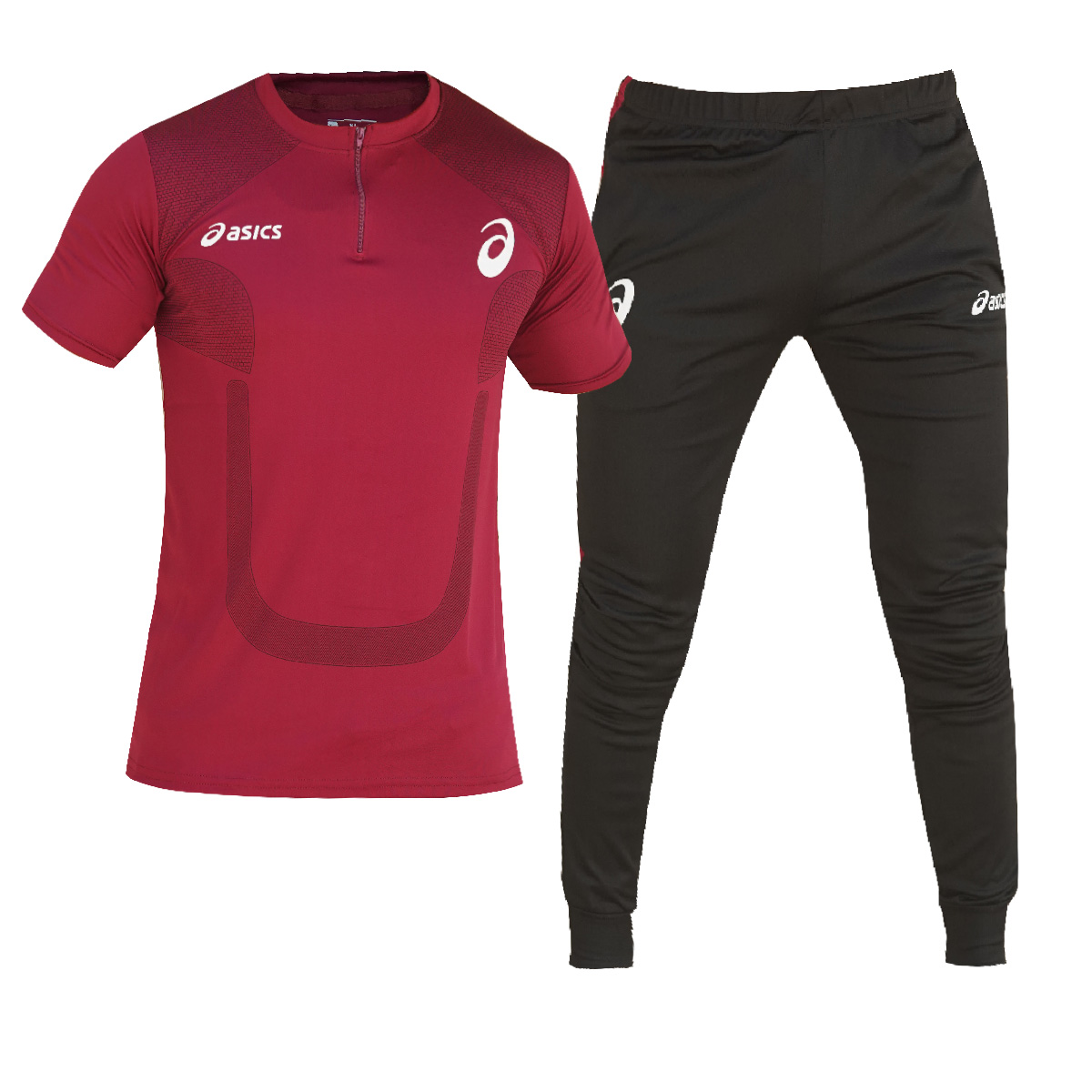 ست تیشرت شلوار مردانه زرشکی مدل ASICS