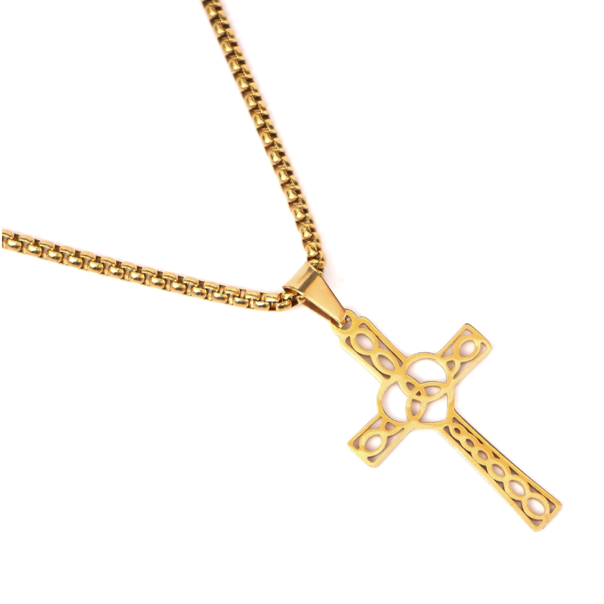 گردنبند طلایی طرح صلیب و قلب مدل SH