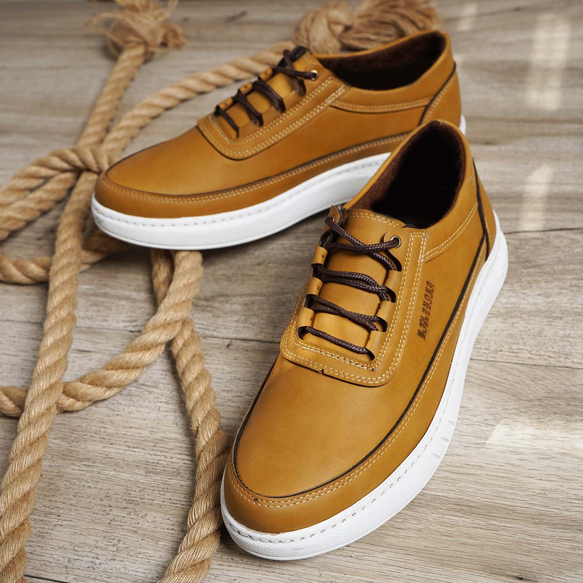 کفش تخت مردانه خردلی مدل Ratin