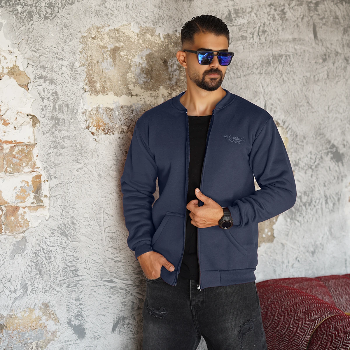 سوییشرت مردانه سرمه ای مدل COLUMBIA