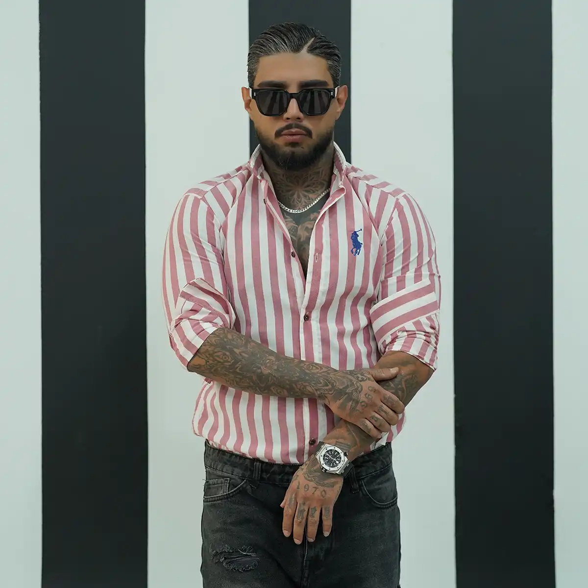 پیراهن مردانه سفید صورتی مدل Hadi