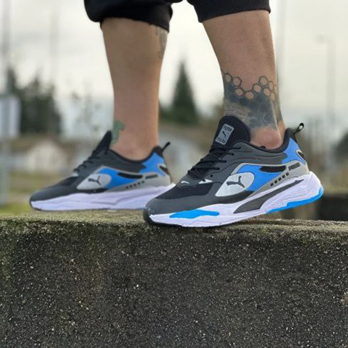 کفش ورزشی مردانه مشکی آبی مدل Pumash