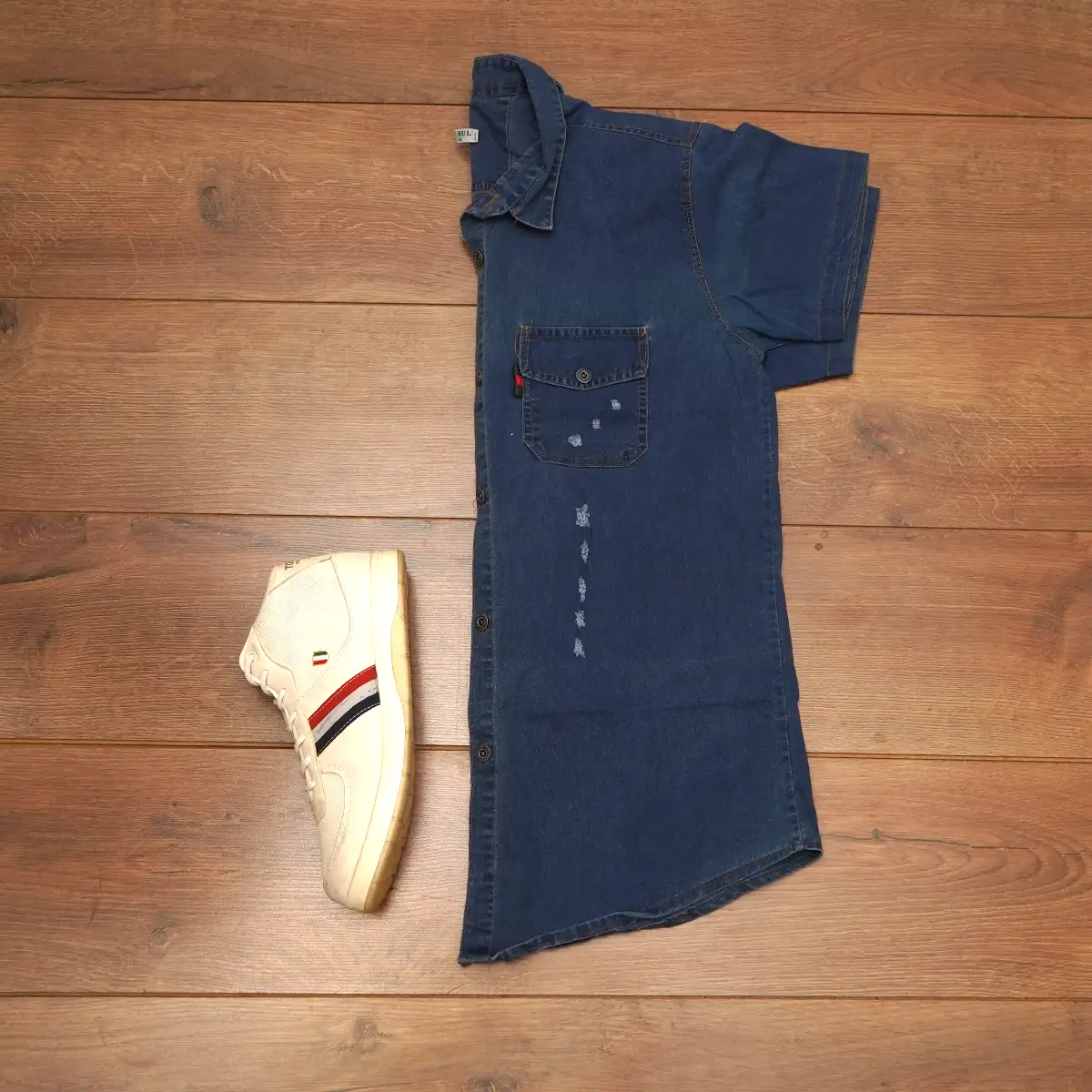 پیراهن مردانه مدل PITO طرح جین (سایز L)