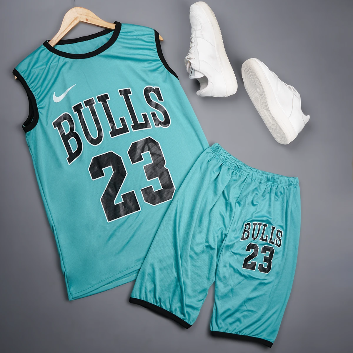 ست رکابی شلوارک سبز مردانه مدل bulls 23