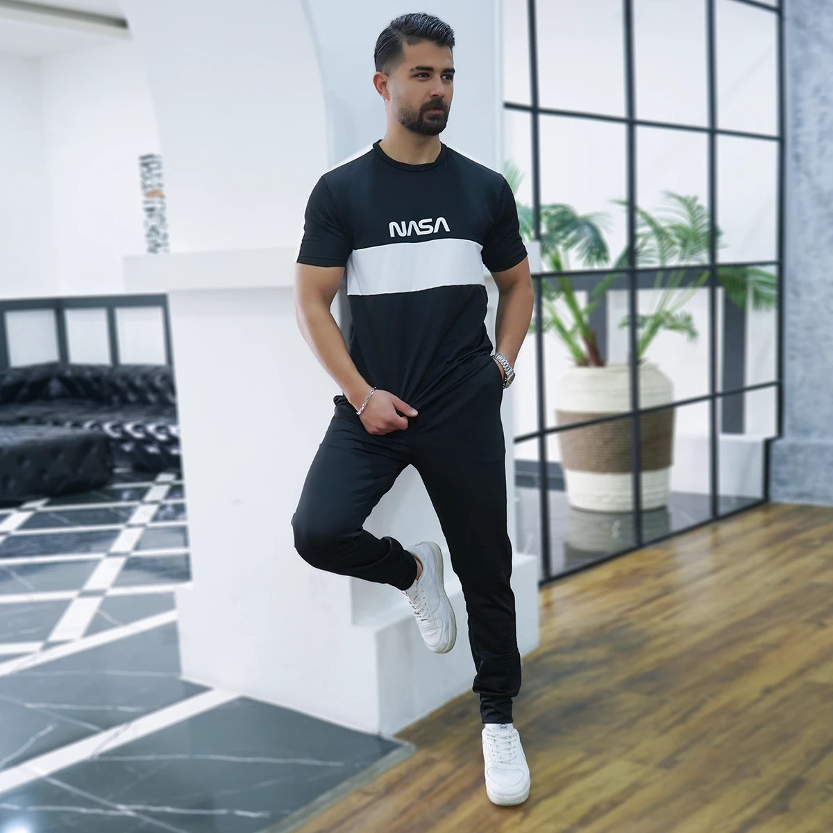 ست تیشرت شلوار nasa مردانه مدل VR