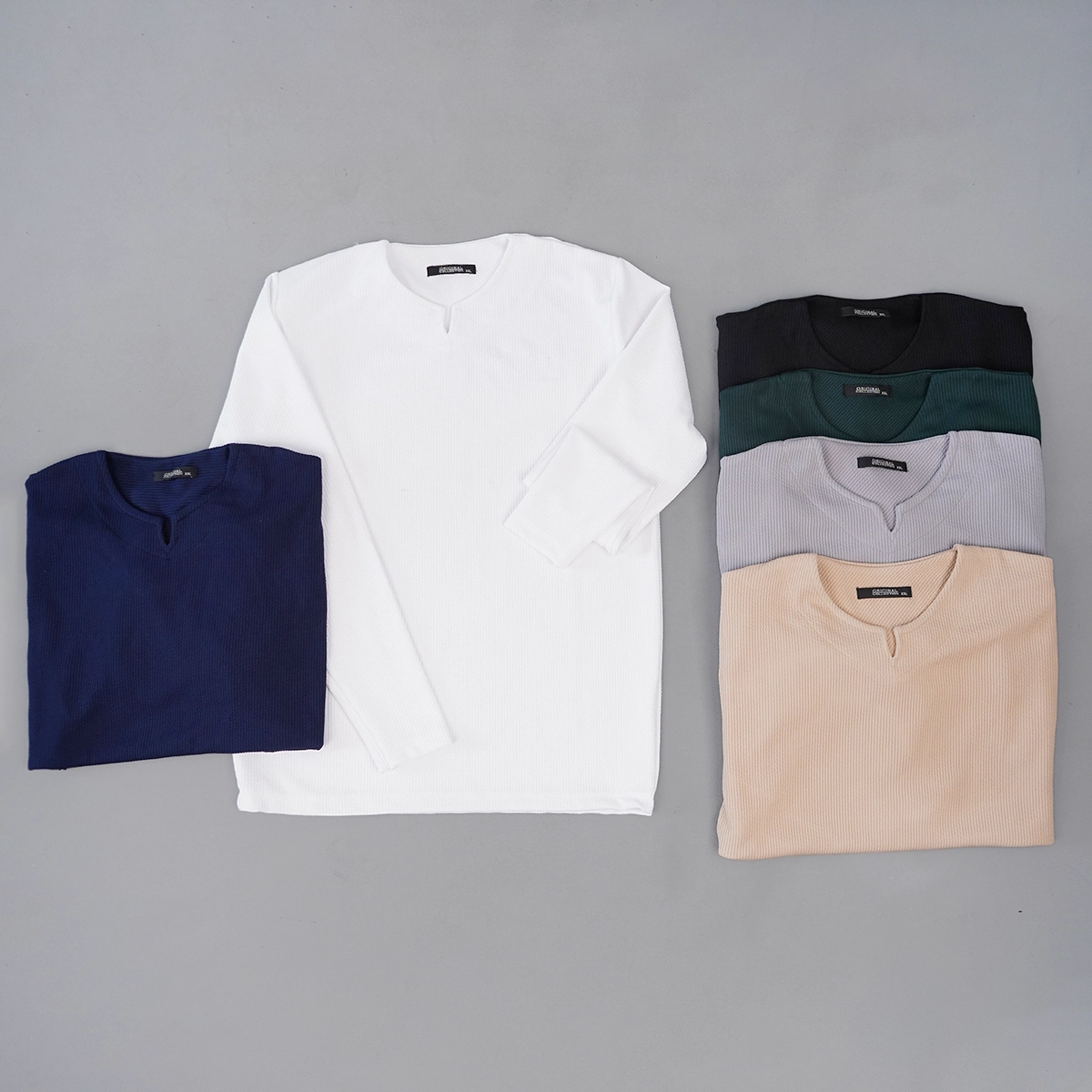 بلوز مردانه طوسی روشن یقه کوبایی مدل Etron