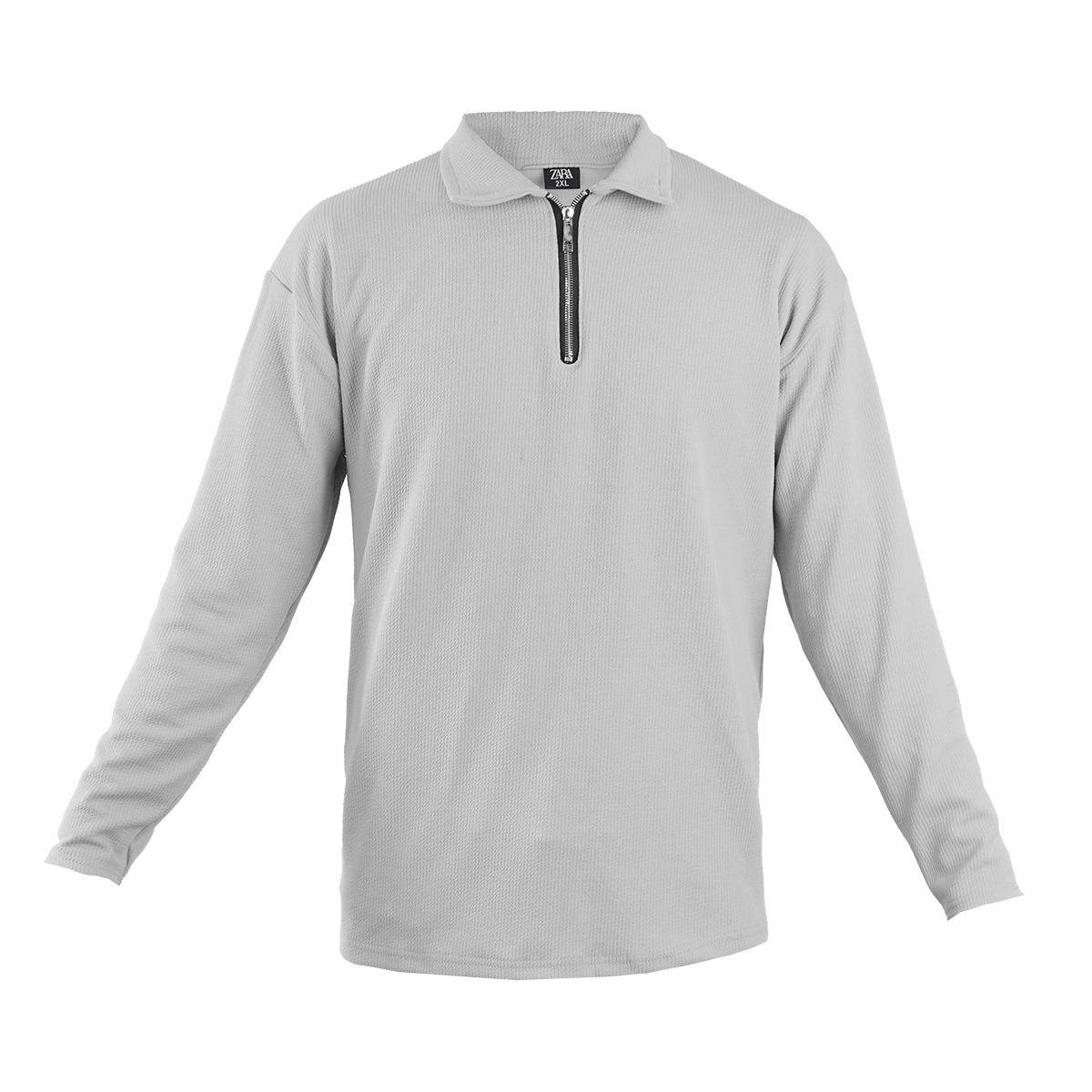 بلوز مردانه نیم زیپ آستین بلند طوسی مدل FARBOD