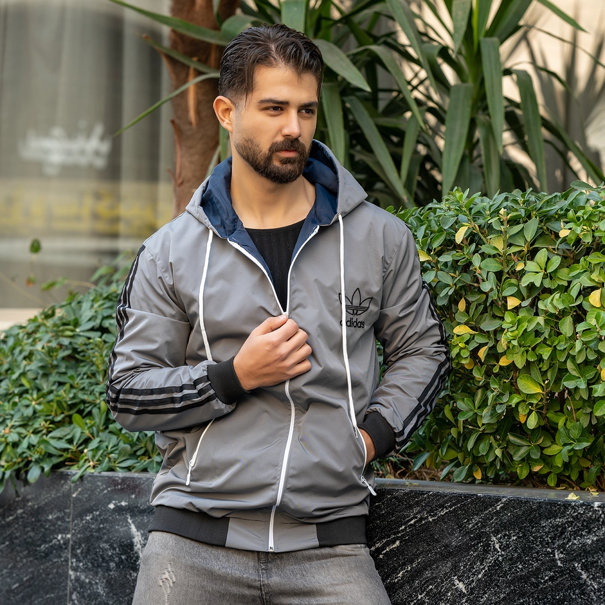 کاپشن بادی مردانه طوسی مدل P300