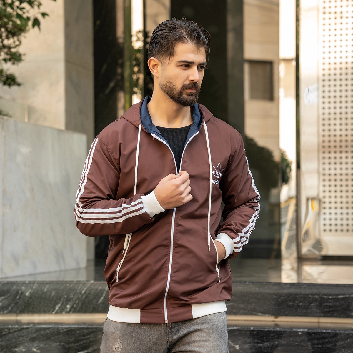 کاپشن بادی مردانه قهوه ای مدل P300