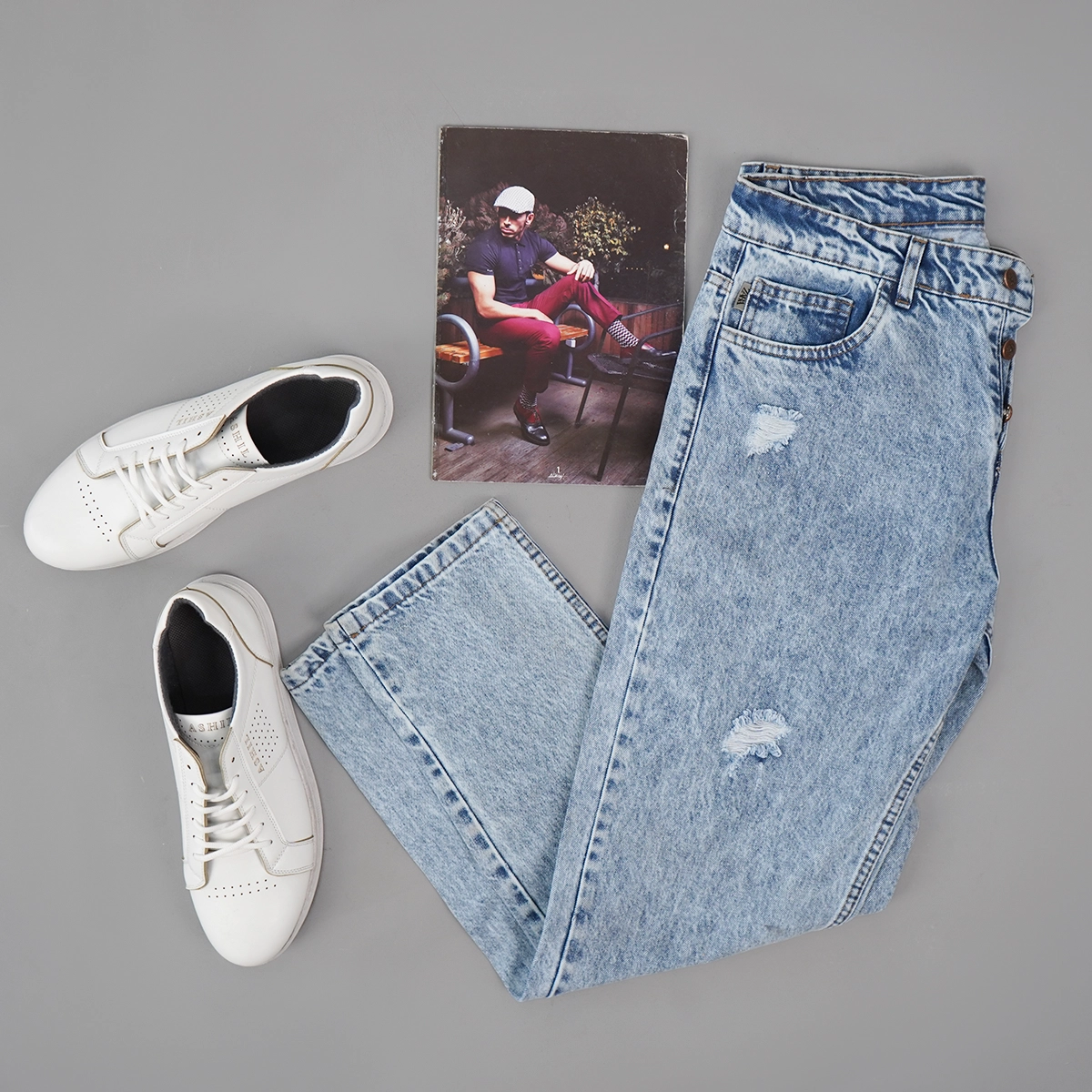 شلوار جین مام استایل مردانه آبی مدل Barad