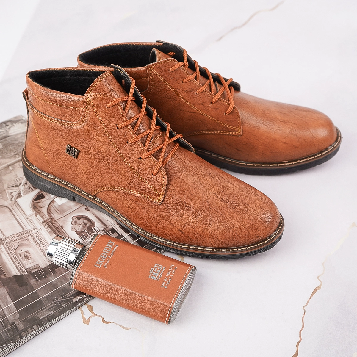 نیم بوت cat سوگو عسلی مردانه مدل keyvan