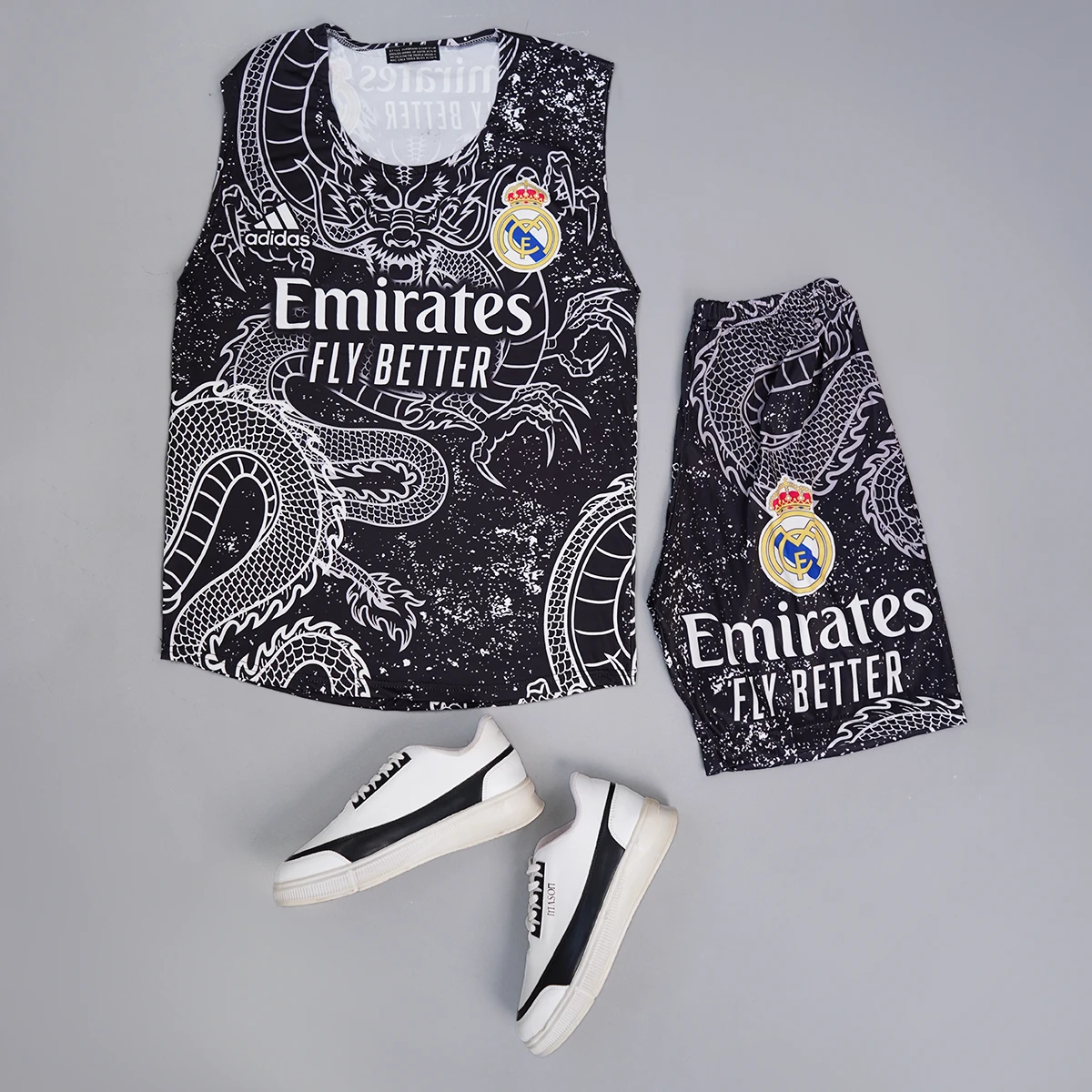 ست رکابی شلوارک مردانه مشکی طرح اژدها