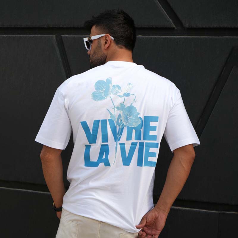 تیشرت مردانه سفید مدل VIVRE LAVIE