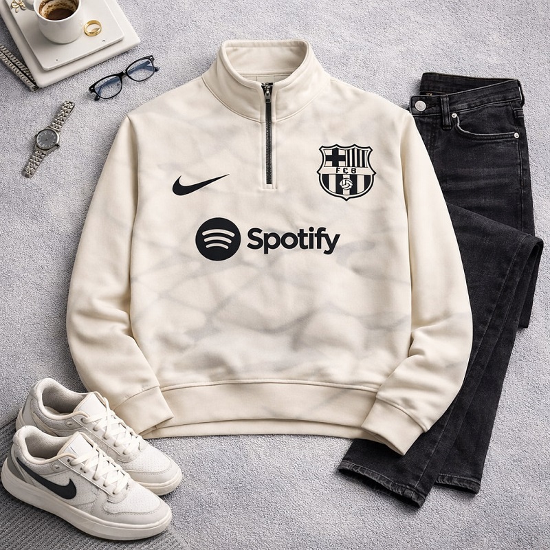 دورس نیم زیپ مدل بارسلونا-کرم