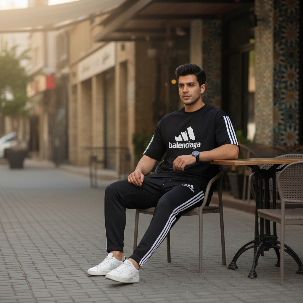 ست تیشرت و شلوار مردانه بالنسیگا مدل Sorena-مشکی