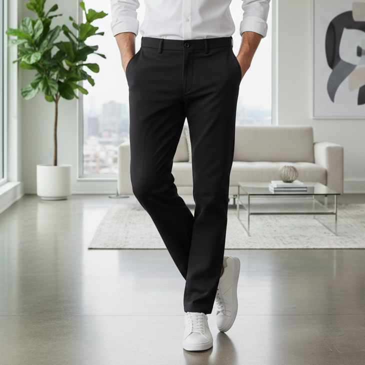 شلوار مردانه بنگال کش دم پا ساده مدل Behnam-مشکی