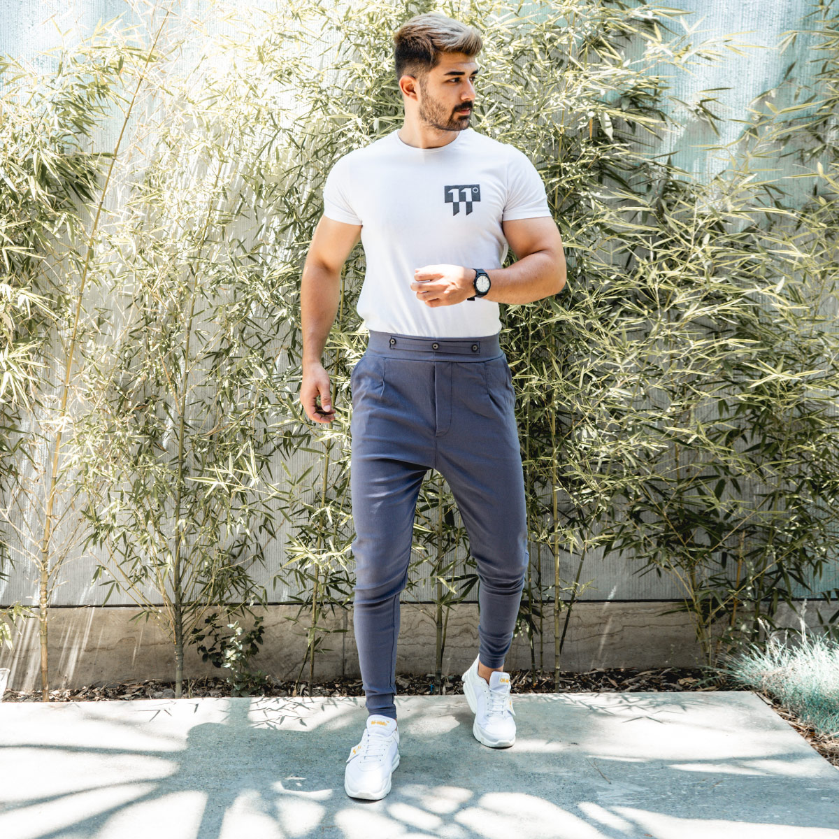 شلوار اسلش سه دکمه طوسی مردانه مدل Kavano