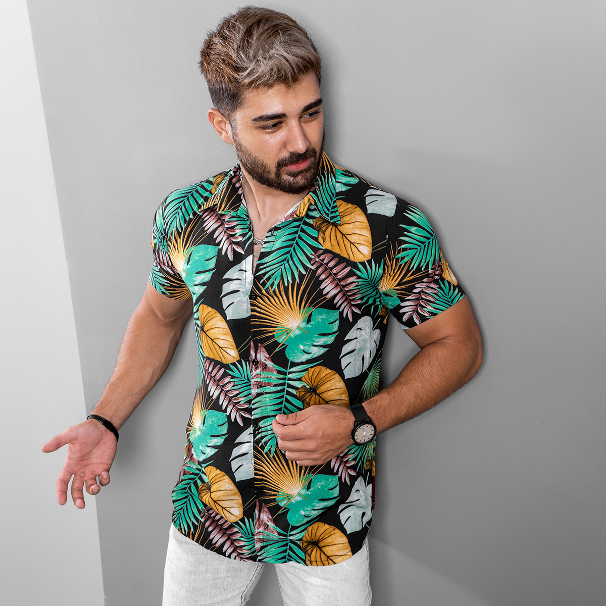 پیراهن هاوایی مردانه مدل Soma