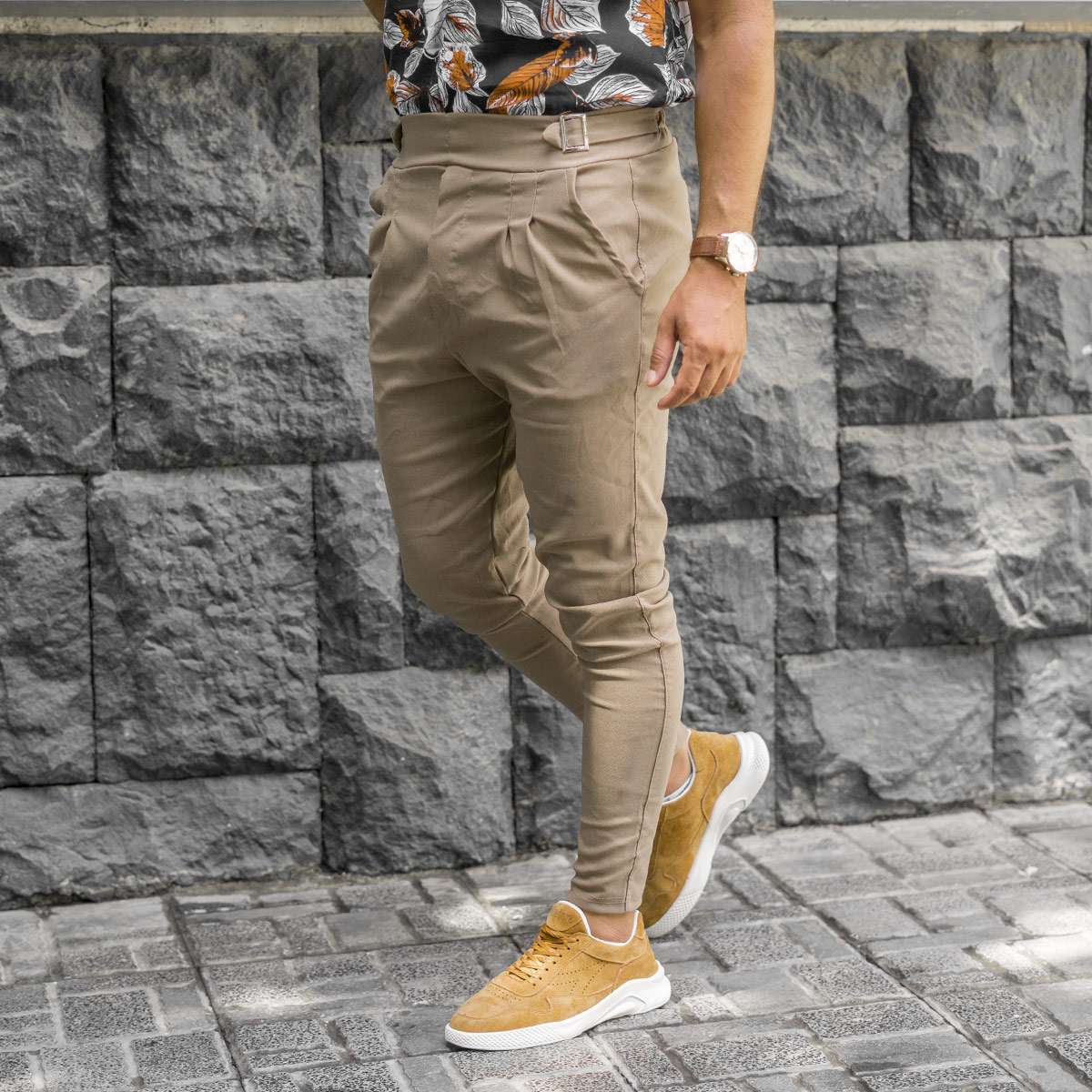 شوار اسلش قهوه ای مردانه مدل Saniyar(T)