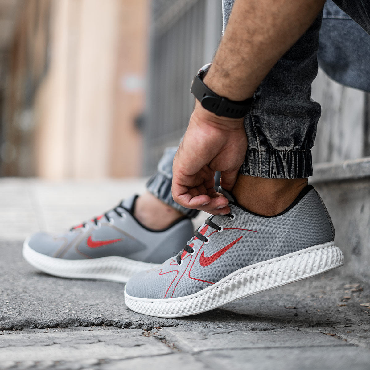 کفش ورزشی طوسی نارنجی مردانه مدل Miden(T)