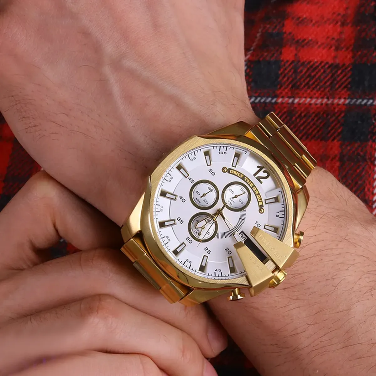 ساعت مچی DIESEL مردانه طلایی صفحه سفید مدل U700