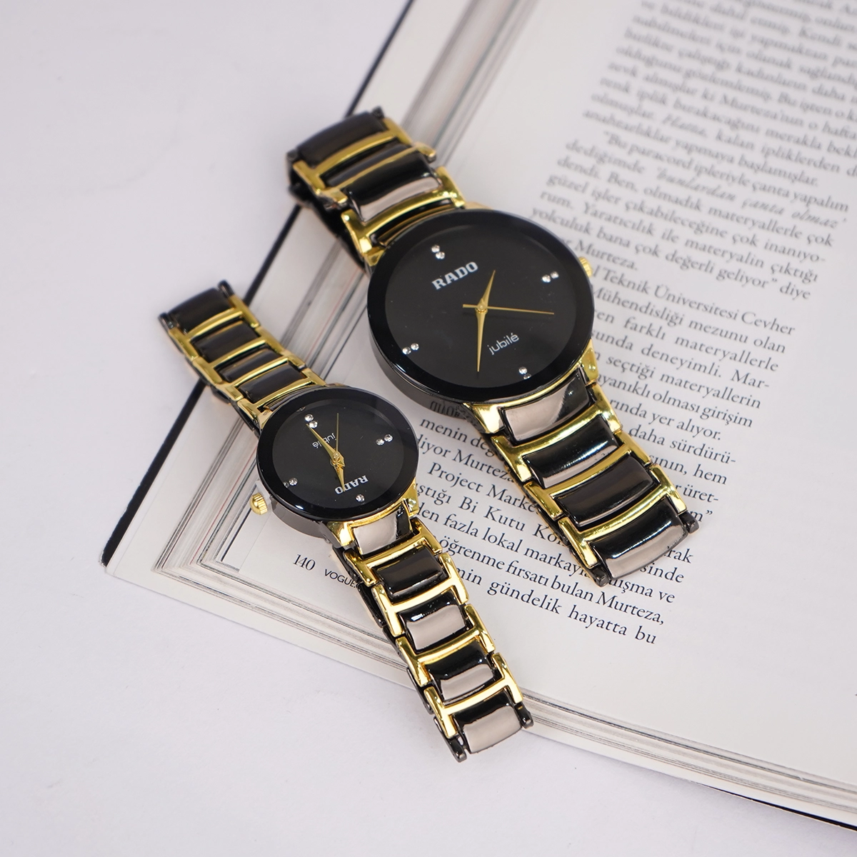 ست ساعت مشکی طلایی مدل Rado