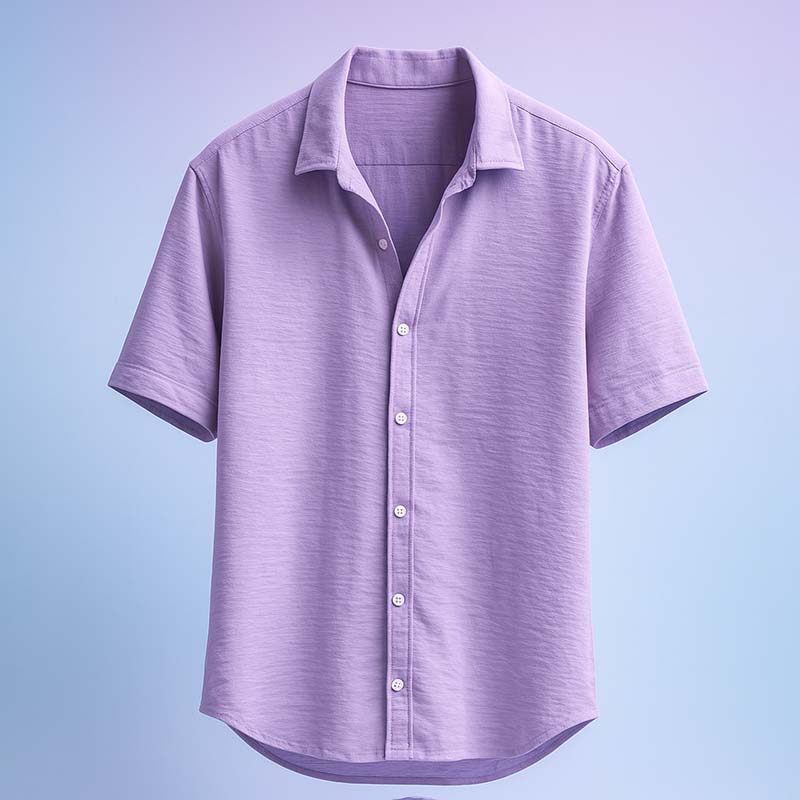 پیراهن آستین کوتاه بنفش مردانه مدل باکسی